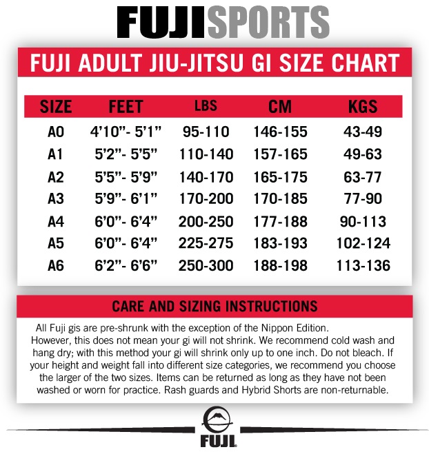 Atama Bjj Gi Size Chart