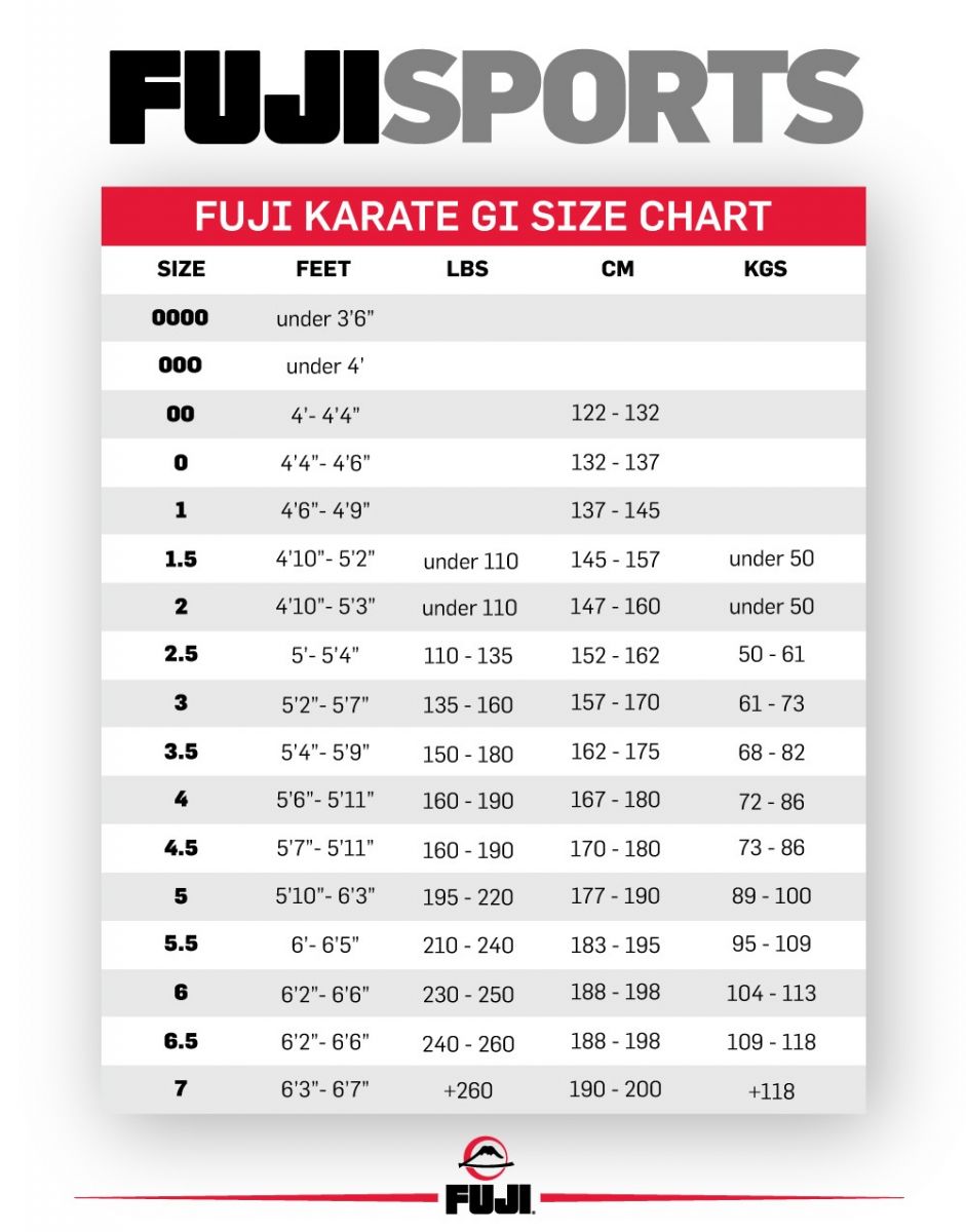 Fuji Size Chart