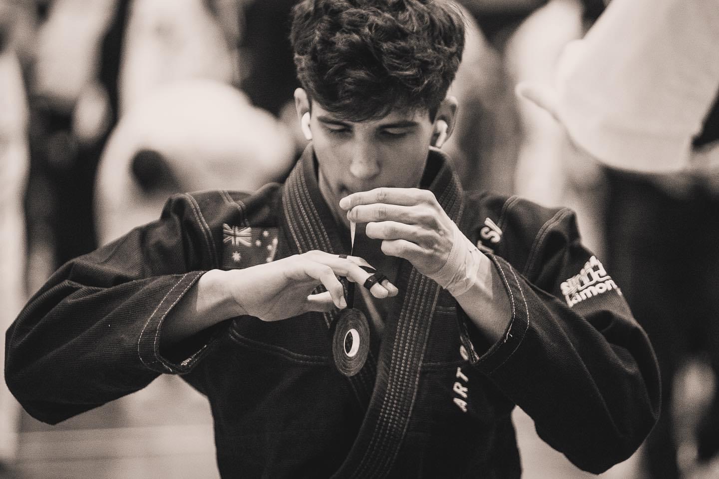 Sponsored Athlete Thiago Ortiz using GRPL Tec Finger Tape