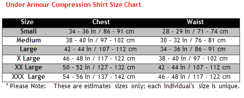Under Armour Compression Shirt Size Chart